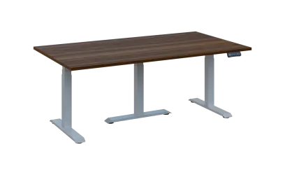 FLEXIMEET 180-100 výškově nastavitelný stůl, kovová podnož stříbrná, deska 25 mm, široký 1800 mm, ořech královský